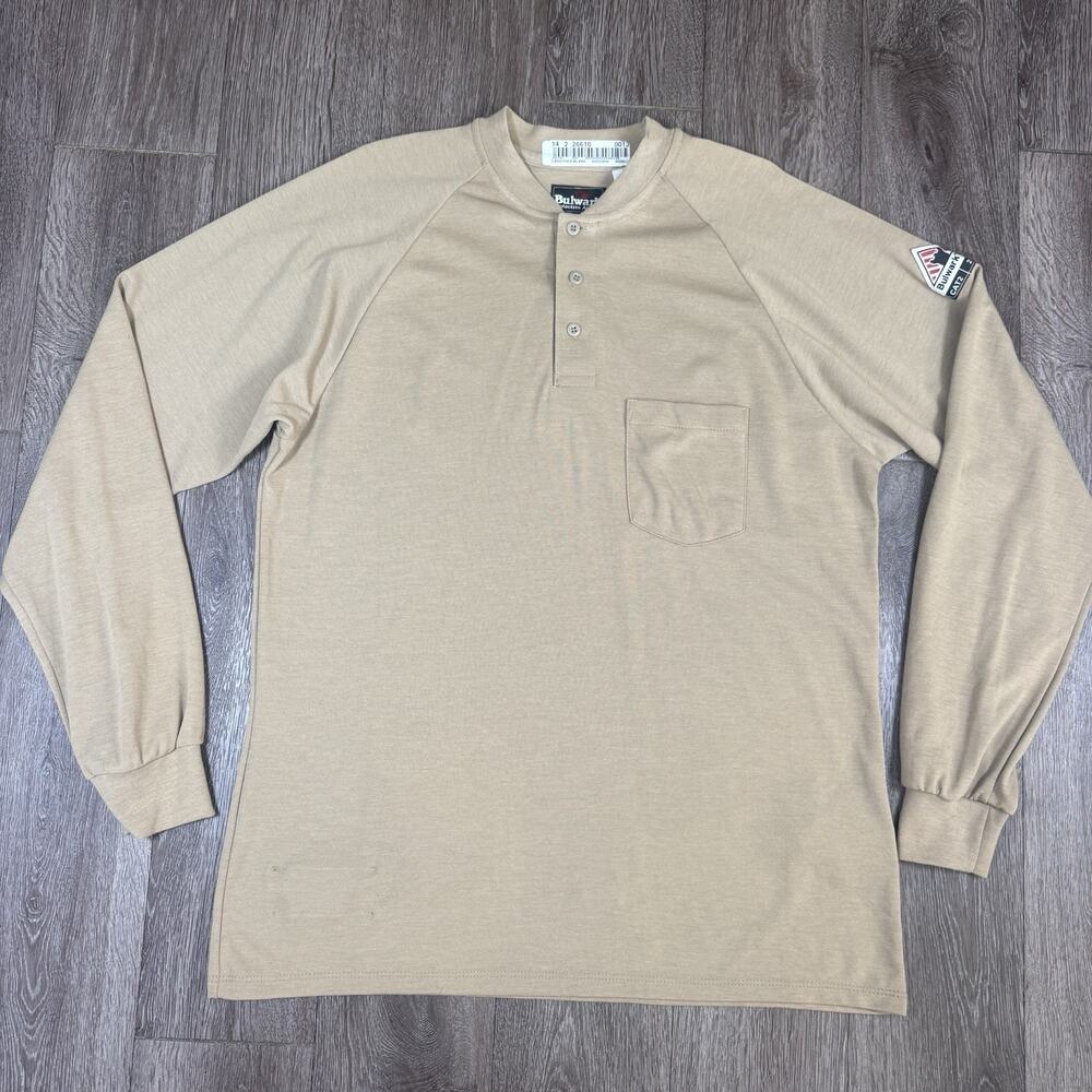 Bulwark FR Long Sleeve Henley Men’s Large Cat2 Beige